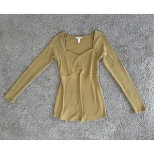 Isabel by Ingrid & Isabel Maternity Ribbed Sweetheart Neck Top Mustard Yellow S